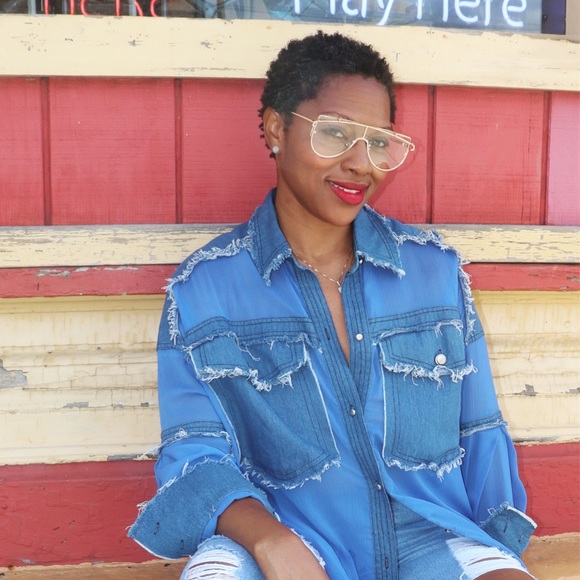 Denim oversized tailored shirt - Picture 2 of 6